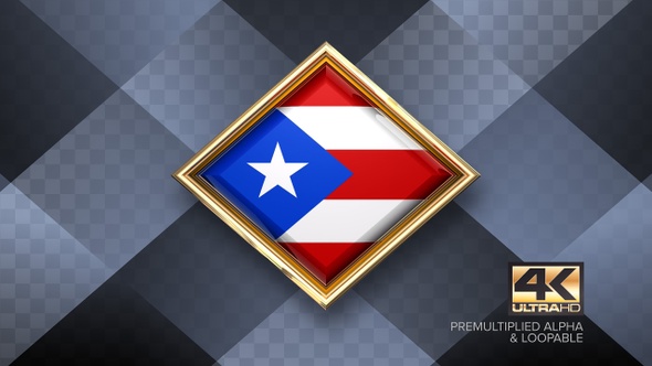 Puerto Rico Flag Rotating Badge 4K Looping with Transparent Background