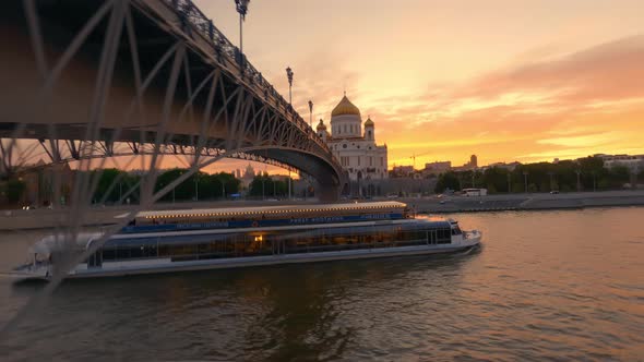 Drone Shot of Cathedral of Christ the Savior Moscow Russia August 2021 alt