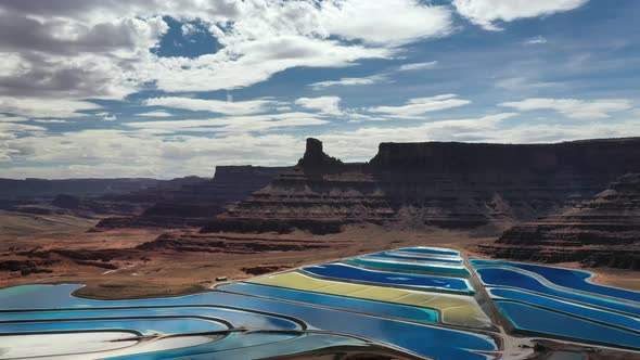 Potassium Chloride Pond Near The Canyonlands National Park In Utah - aerial drone shot alt