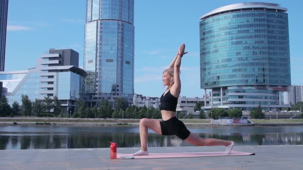 Woman working out in city