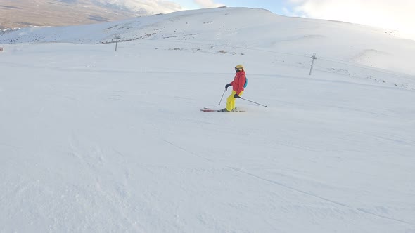 Man skiing on snowy slope