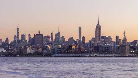 Manhattan Cityscape and Hudson River in the Morning. New York City alt