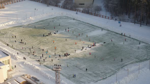 Timelapse of a Game on a Snowcovered Stadium