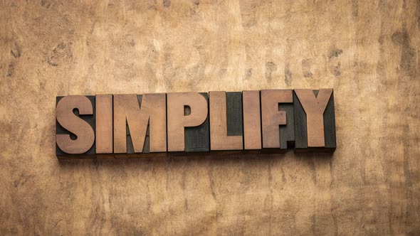 Simplify word, minimalism, essentialism and simple living concept - stop motion alt