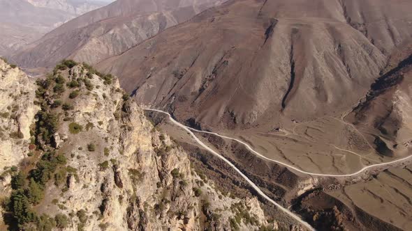 Aerial View of the Mountain Road in the Gorge