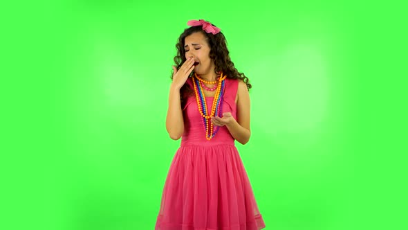 Woman Claps His Hands with Dissatisfaction. Green Screen alt