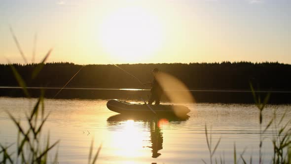 Fishing at Sea, Fisherman in a Boat, Fishing During Sunset, Active Rest alt