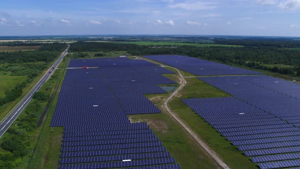 Solar Panels in the Field Aerial View alt