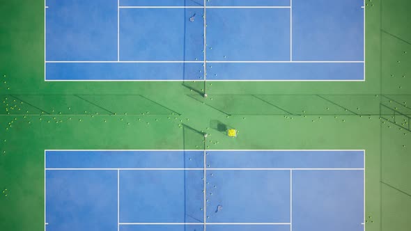 Aerial drone footage of the endless complex of tennis courts. Loopable animation alt