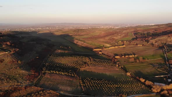 Flying Over the Amazing Rolling Hills of Albania at Sunset alt