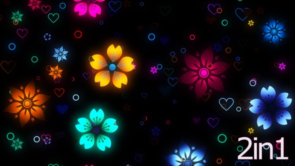 Glowing Flowers Hearts Vj Loop Background Hd