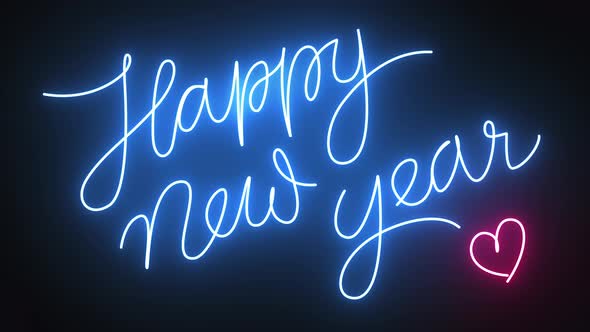 Happy New Year with a little heart - neon sign