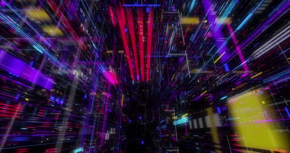 Seamless fly through of abstract circuitry with digital grid background alt