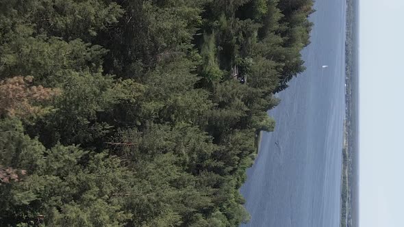 Vertical Video Aerial View of the Dnipro River  the Main River of Ukraine alt