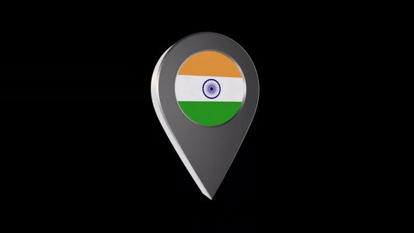 3d Animation Map Navigation Pointer With India Flag With Alpha Channel - 2K alt