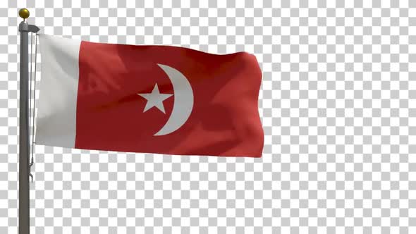 Umm Al Qaiwain City Flag (UAE) on Flagpole with Alpha Channel - 4K alt