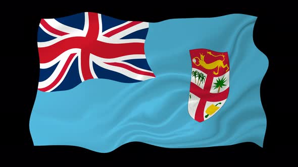 Fiji Waving Flag Animated Black Background