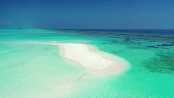 Aerial top view texture of relaxing tourist beach wildlife by transparent water with white sand back alt