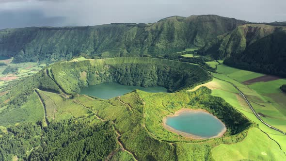 Natural Landscape of Miradouro Do Cerrado Das Freiras Sao Miguel Island Azores alt
