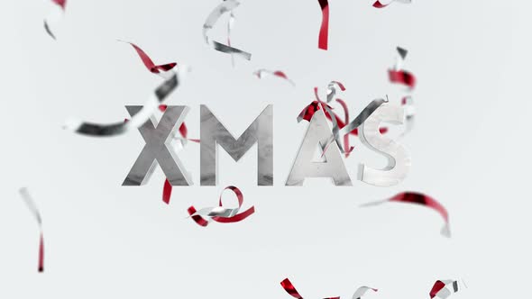 Merry Christmas Confetti Seasons Greetings Animation Falling Ribbons Background alt