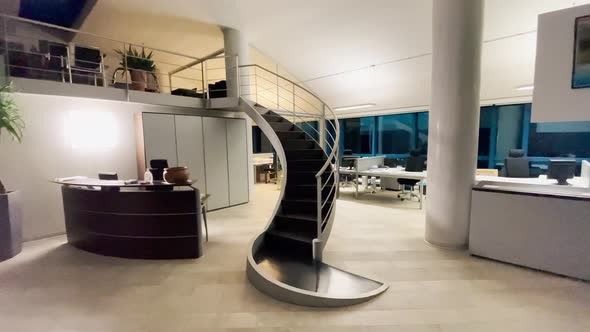 Interior of a Modern Office at Night alt