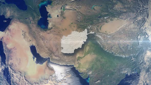 Realistic Earth Zoom Highlight Country Afghanistan alt
