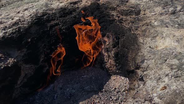 Close Up of Natural Gas Source in Wild Nature From Stones Rock alt