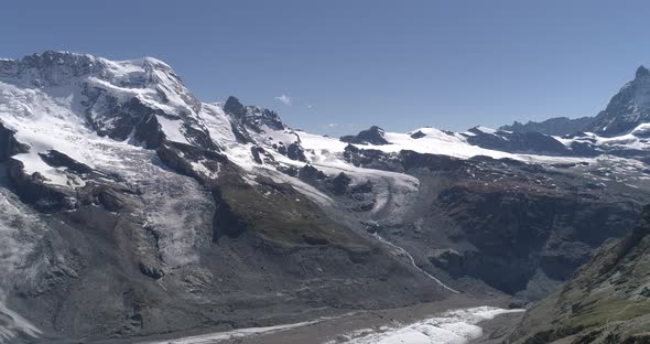 Aerial of the Breithorn glacier, Zermatt, Wallis, Switzerland alt