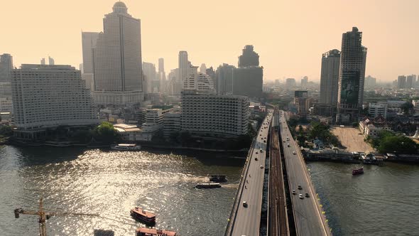 Bangkok Thailand Aerial City View Drone Footage over the City. alt
