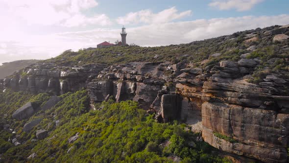 Barrenjoey Lighthouse. A Beautiful Place, a Picturesque Rock in the Ocean, on Which There Is a alt