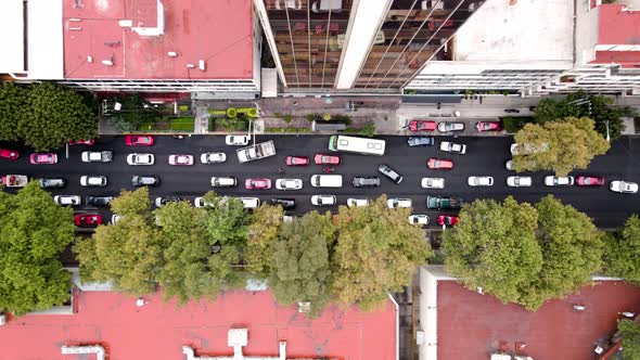 view of Massive transit jam in Mexico city alt