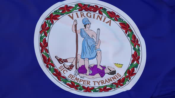 Flag of Virginia State Region of the United States Waving at Wind alt