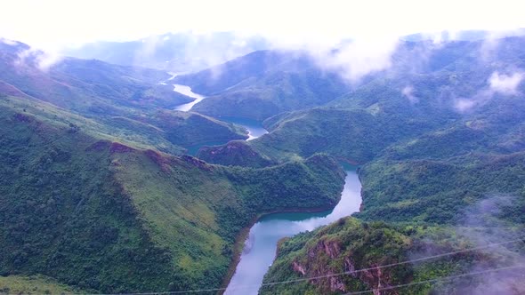 Real Shot Style Aerial Photography Through The Clouds And Mountains And Rivers