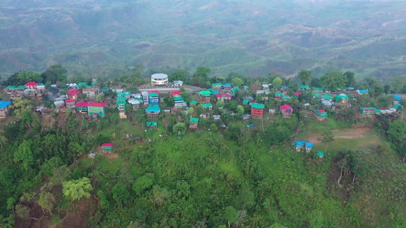 Aerial view of Lushai, an heritage small village in Sajek Valley, Bangladesh. alt