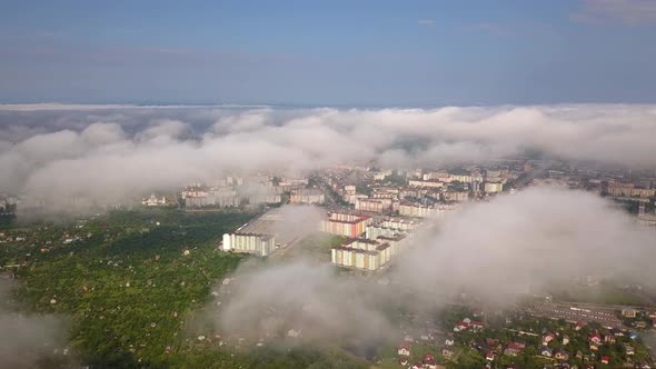 Aerial view of Ivano-Frankivsk city in Ukraine. alt