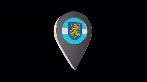 3d Animation Map Navigation Pointer With Flag Of Rezakne (Latvia) With Alpha Channel - 4K alt
