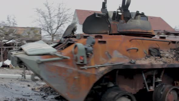 Skibin, Brovary district, Kyiv region, Ukraine - April 20022: Russia - Ukraine War. alt