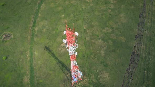 Aerial view orbit of Antenna with 5G technology. alt
