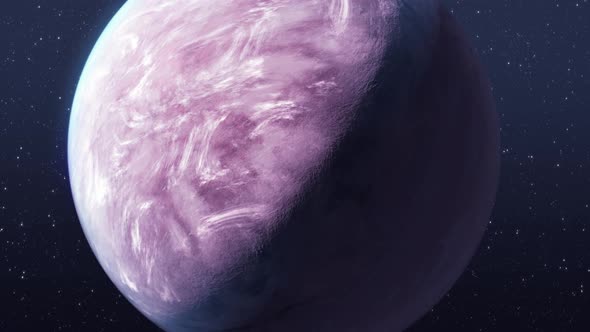 Realistic Beautiful Animation of the Pink Planet in Space