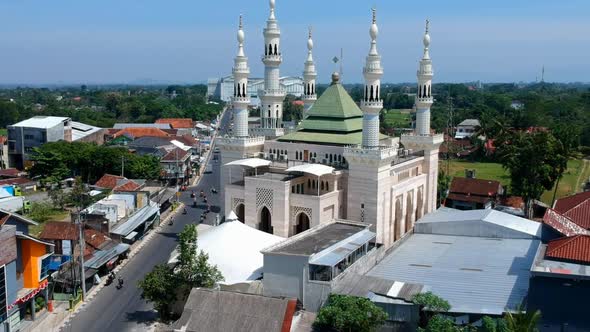 Aerial view of the Masjid Suci Saliman in Yogyakarta, Indonesia