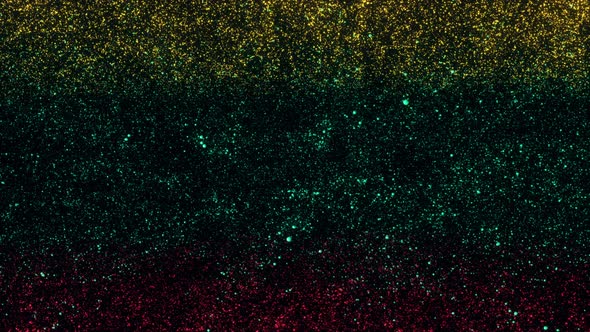 Lithuania Flag With Abstract Particles