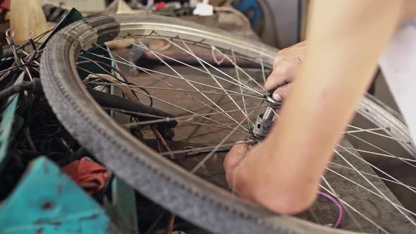 A Young Teenager Wants To Repair His Old Bike in the Countryside  Slow Motion alt