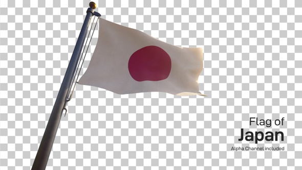 Japan Flag on a Flagpole with Alpha-Channel alt
