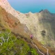 Woman Hiking with Backpack and Trekking Poles on Top of Jungle Mountain Summit - VideoHive Item for Sale