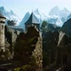Ancient Castle at Sunrise with Mountains in Background - VideoHive Item for Sale