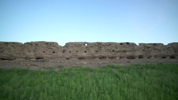 Ruins of Ancient City, Building and Wall From Ancient Times in Treeless Vast Plain of Mongolia alt