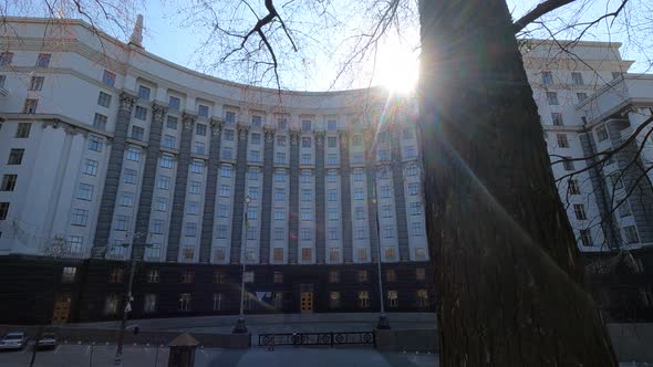Government Building of Ukraine in Kyiv  Cabinet of Ministers Slow Motion alt