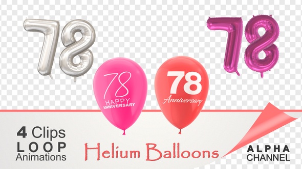 78 Anniversary Celebration Helium Balloons Pack