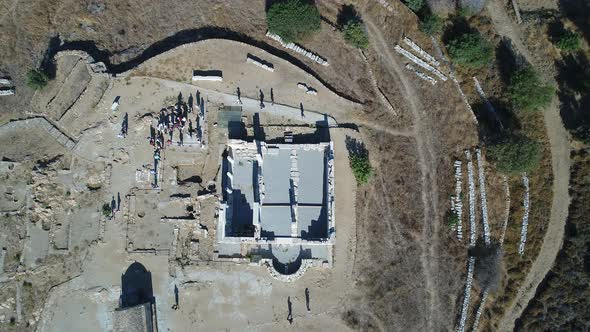 Temple of Dimitri on the island of Naxos in the Cyclades in Greece aerial view alt