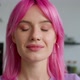 Closeup Portrait of Beautiful Pink Haired Young Woman Flirting Indoors - VideoHive Item for Sale